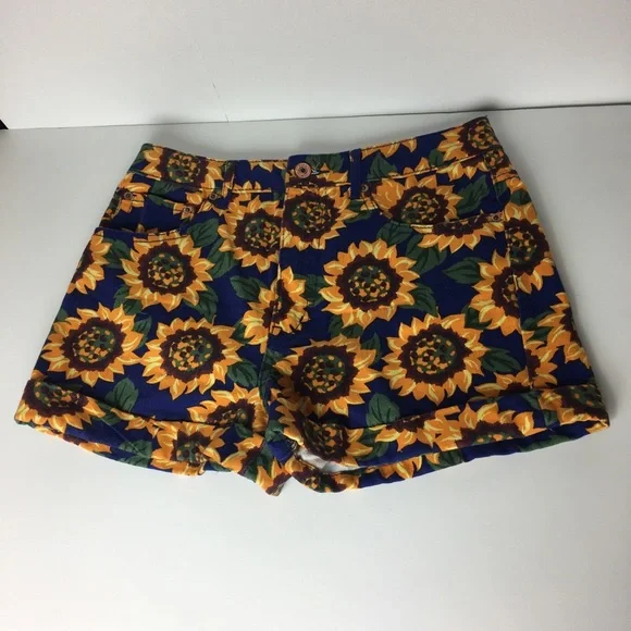 Retro Forever 21 Sunflower High Waisted Shorts size 26 100% Cotton - Picture 3 of 10